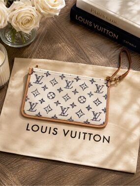 Limited Edition Louis Vuitton Monogram Tapestry Pochette Wristlet Pouch Nautical